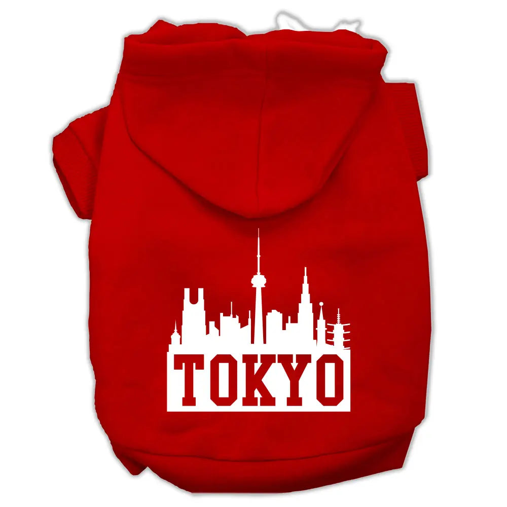 Tokyo Skyline Screen Print Pet Hoodies Red Size Xs Default Title