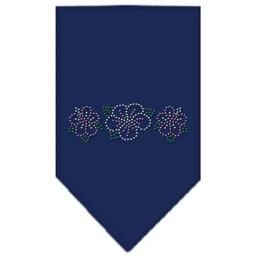 Tropical Flower Rhinestone Bandana Navy Blue Large Default Title