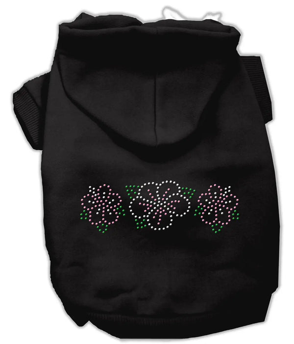 Tropical Flowers Rhinestone Hoodies Black M Default Title