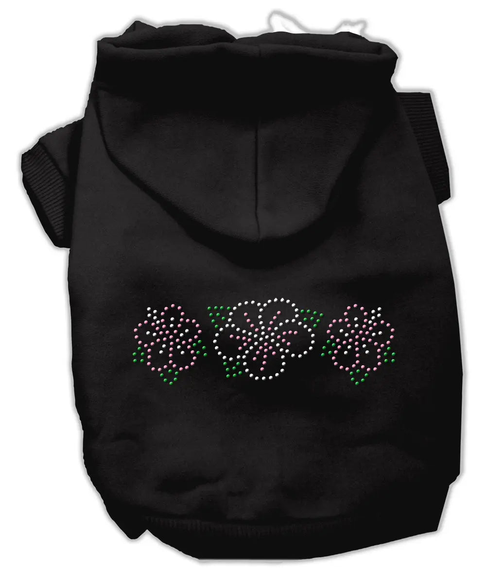Tropical Flowers Rhinestone Hoodies Black S Default Title