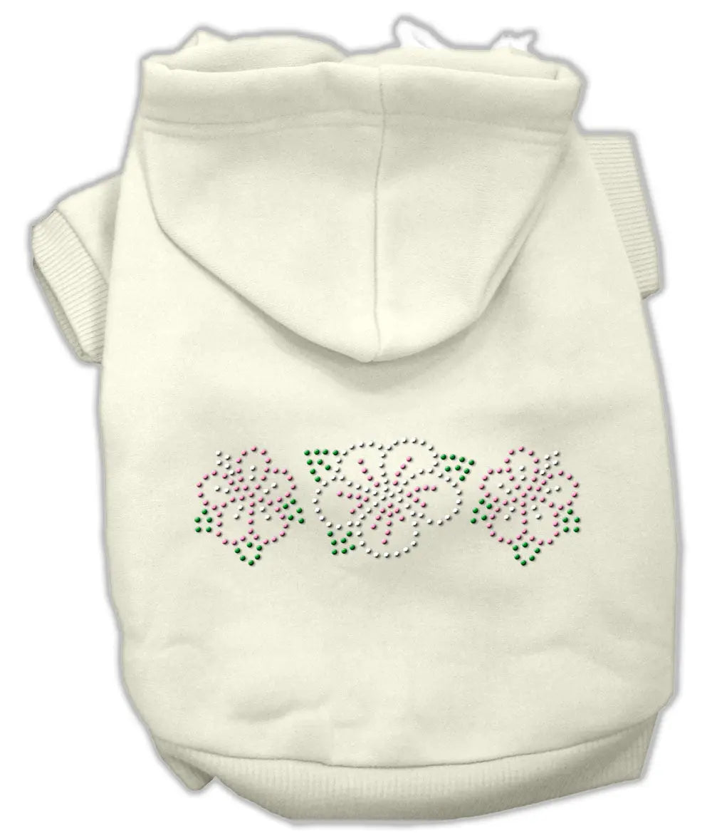 Tropical Flowers Rhinestone Hoodies Cream S Default Title