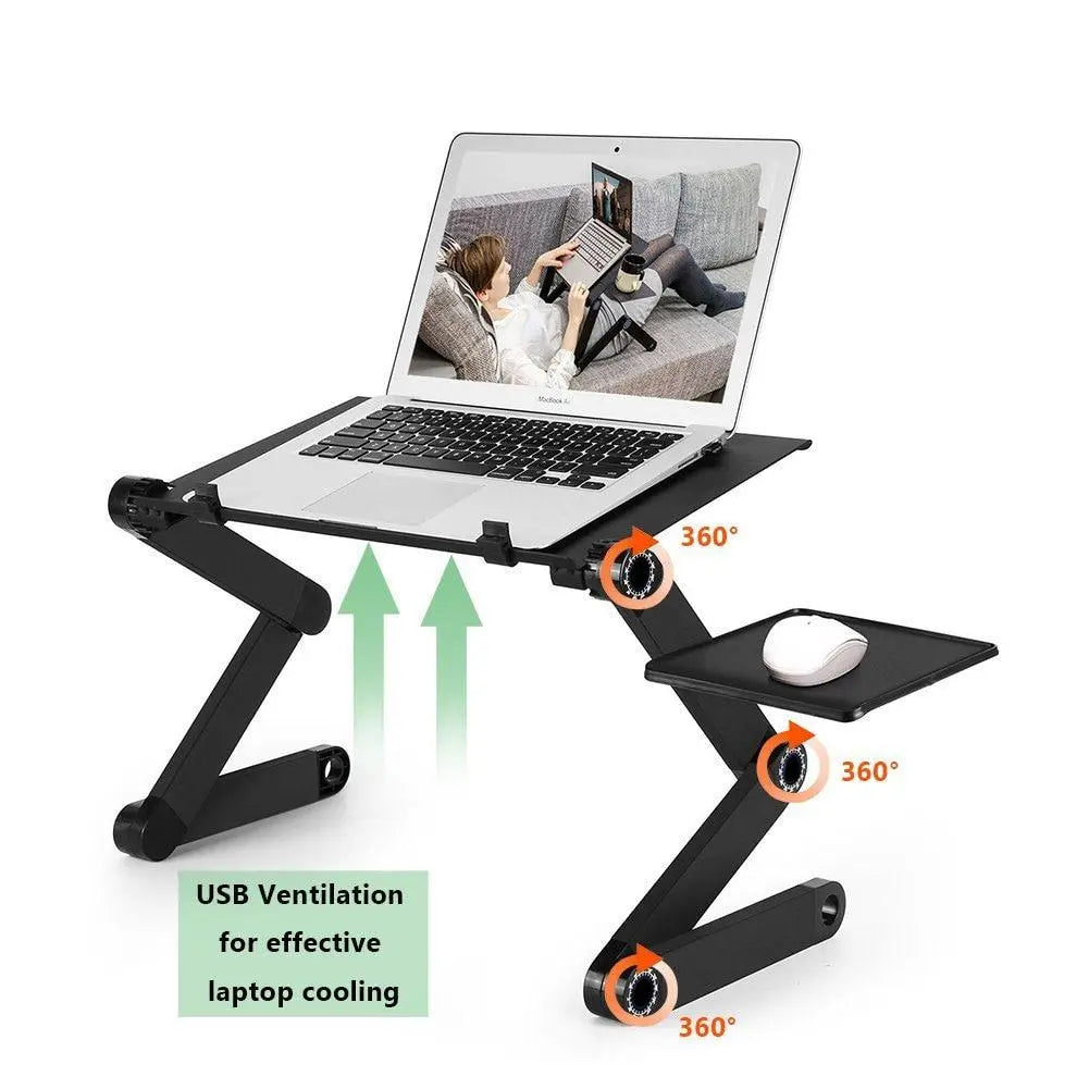 Two Fan Laptop Desks Portable Adjustable Foldable Laptop Notebook Lap PC Folding Desk Table Vented Stand Bed Tray - GreatEagleInc