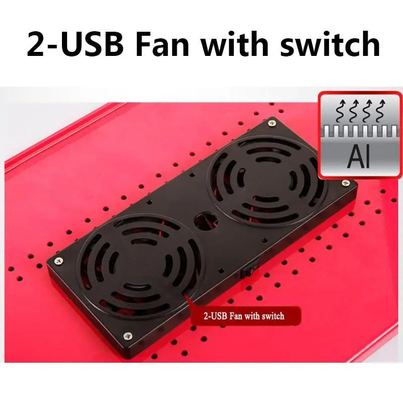 Two Fan Laptop Desks Portable Adjustable Foldable Laptop Notebook Lap PC Folding Desk Table Vented Stand Bed Tray