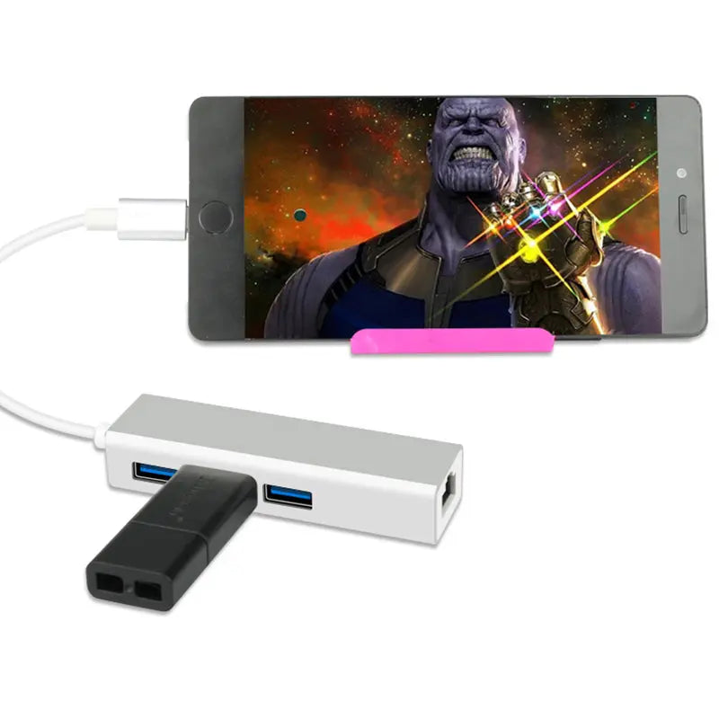USB Ethernet USB Hub to RJ45 Lan Network Card 10/100 Mbps USB 2.0 3.0 Hub Ethernet Adapter for Mac iOS Laptop PC Windows