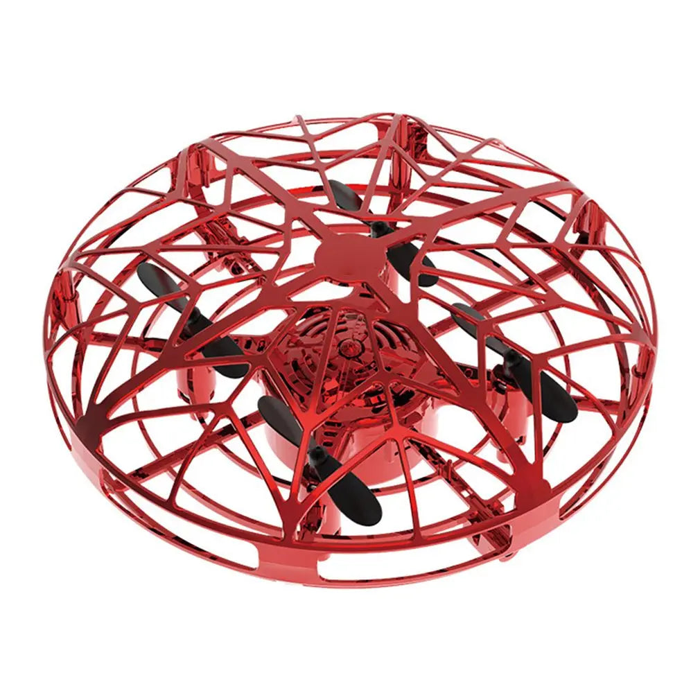 Ufo Induction Aircraft Infraed Hand Sensing Mini Drone Anti-collision Hand Operated Four-axis Flying Saucer Kids Helicopter Toys Red