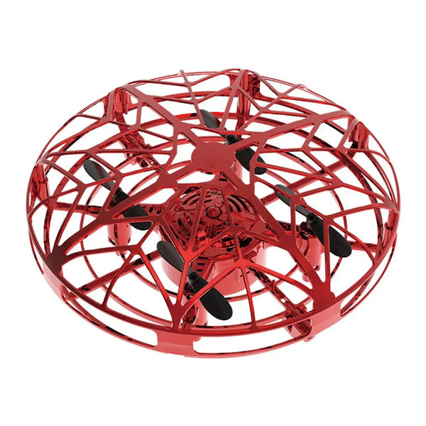 Ufo Induction Aircraft Infraed Hand Sensing Mini Drone Anti-collision Hand Operated Four-axis Flying Saucer Kids Helicopter Toys Red