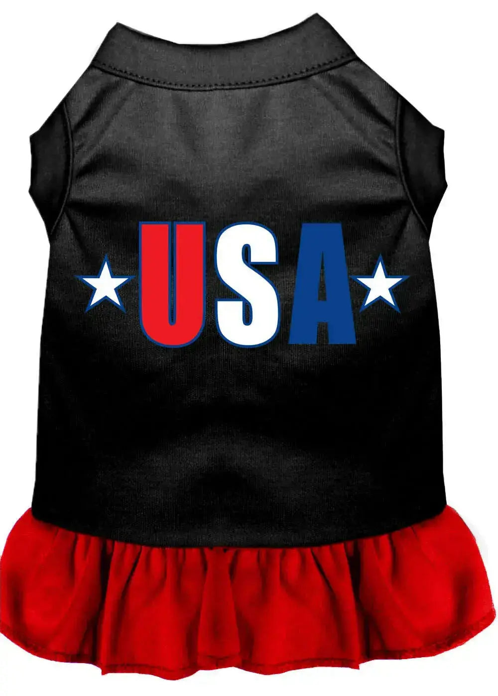 Usa-Star-Screen-Print-Dress-Black-With-Red-Xs-GreatEagleInc-318932470