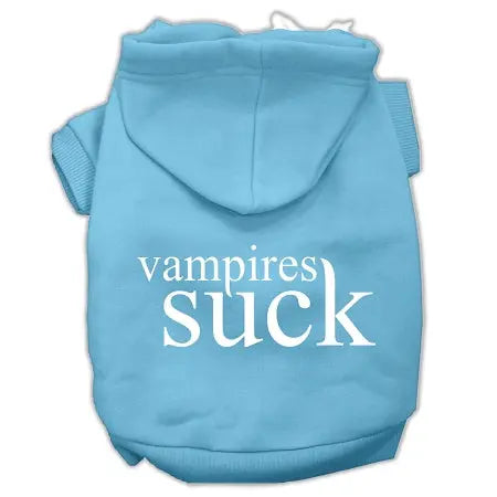 Vampires Suck Screen Print Pet Hoodies Baby Blue Size M Default Title
