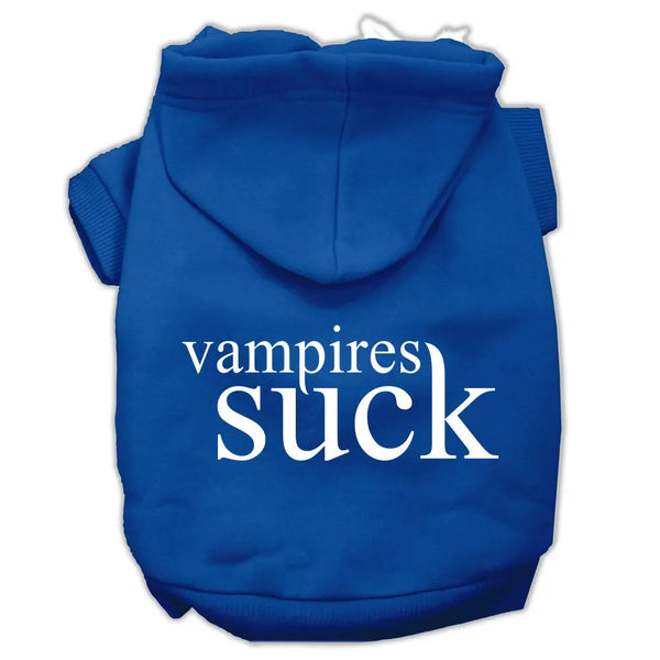 Vampires Suck Screen Print Pet Hoodies Blue Size Xl Default Title