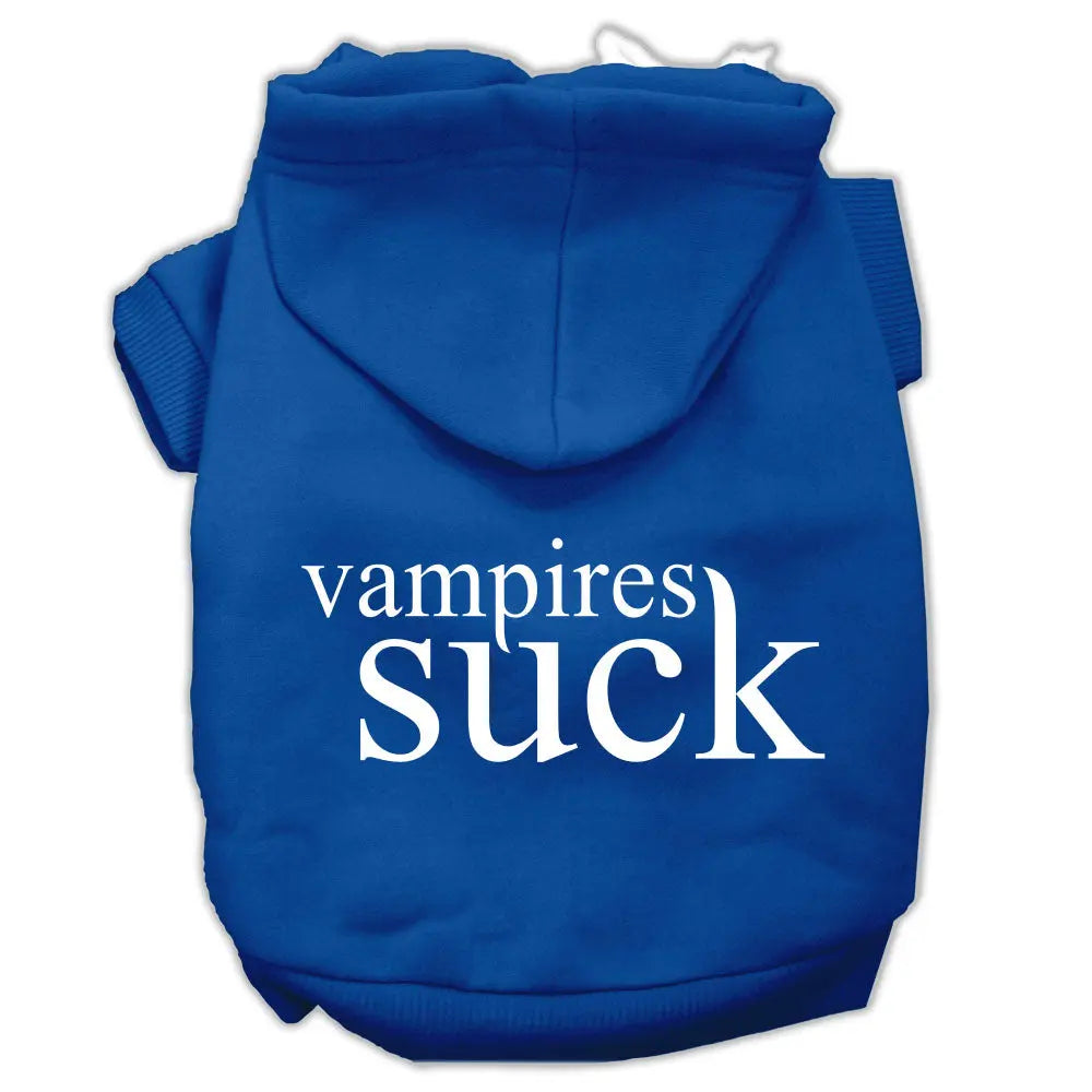 Vampires Suck Screen Print Pet Hoodies Blue Size Xs Default Title