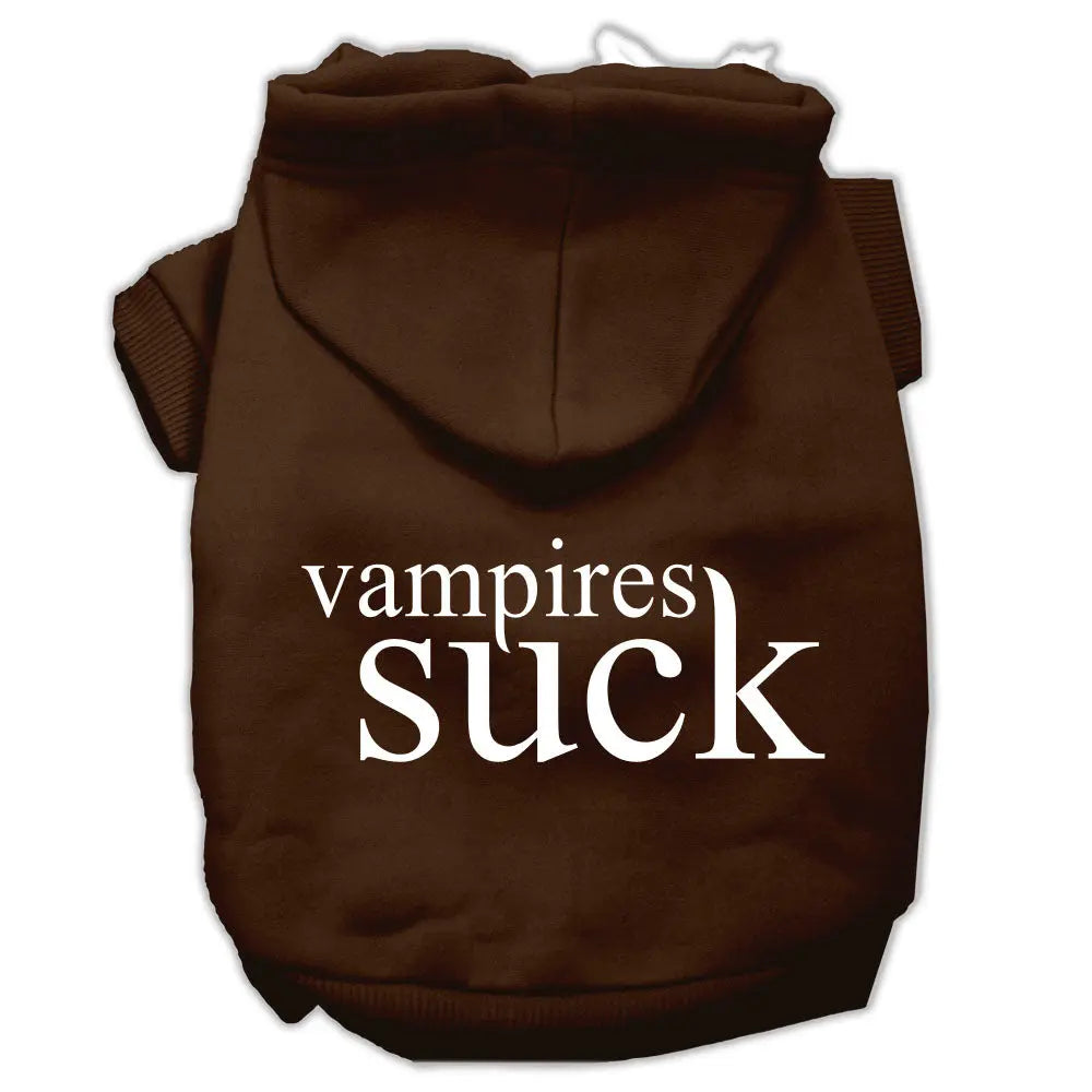 Vampires Suck Screen Print Pet Hoodies Brown Size Xl Default Title