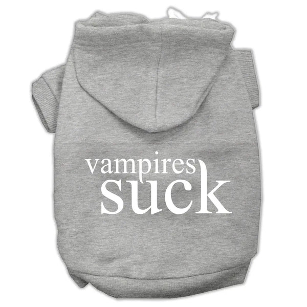Vampires Suck Screen Print Pet Hoodies Grey Size L Default Title