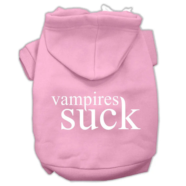 Vampires Suck Screen Print Pet Hoodies Light Pink Size L Default Title