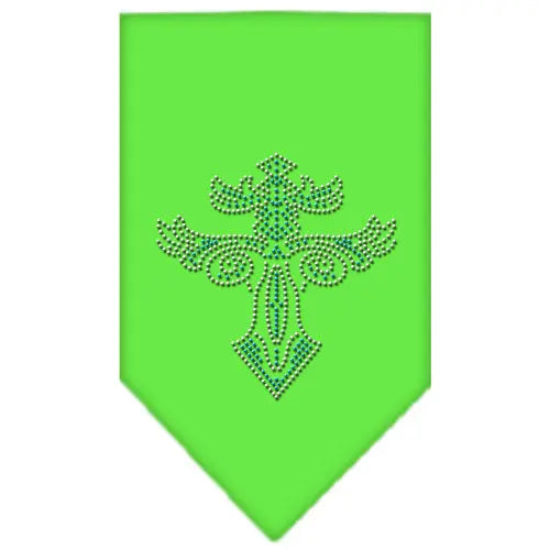 Warriors Cross Rhinestone Bandana Lime Green Large Default Title