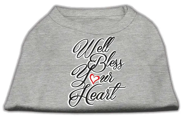 Well-Bless-Your-Heart-Screen-Print-Dog-Shirt-Grey-Lg-GreatEagleInc-334312693