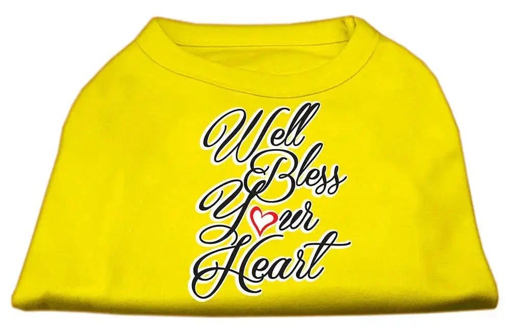 Well-Bless-Your-Heart-Screen-Print-Dog-Shirt-Yellow-Xs-GreatEagleInc-334281123