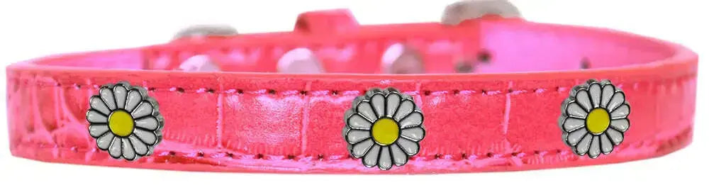 White-Daisy-Widget-Croc-Dog-Collar-Bright-Pink-Size-20-GreatEagleInc-319994079