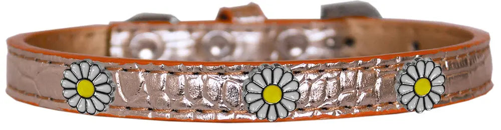 White Daisy Widget Croc Dog Collar Copper Size 12 Default Title