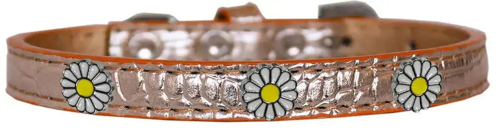 White-Daisy-Widget-Croc-Dog-Collar-Copper-Size-18-GreatEagleInc-319995120