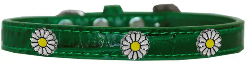 White-Daisy-Widget-Croc-Dog-Collar-Emerald-Green-Size-12-GreatEagleInc-319995364