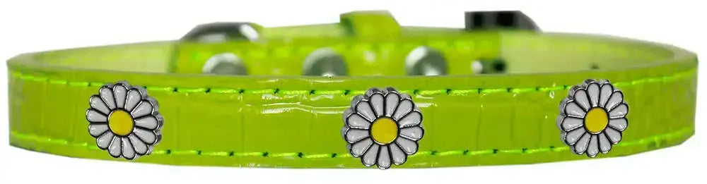 White-Daisy-Widget-Croc-Dog-Collar-Lime-Green-Size-14-GreatEagleInc-319996038