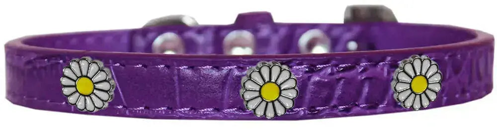 White-Daisy-Widget-Croc-Dog-Collar-Purple-Size-12-GreatEagleInc-319997760