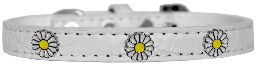 White Daisy Widget Croc Dog Collar White Size 10 Default Title