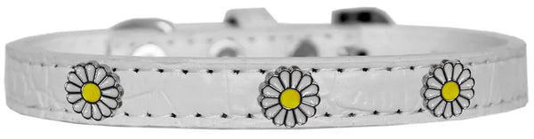 White Daisy Widget Croc Dog Collar White Size 10 Default Title