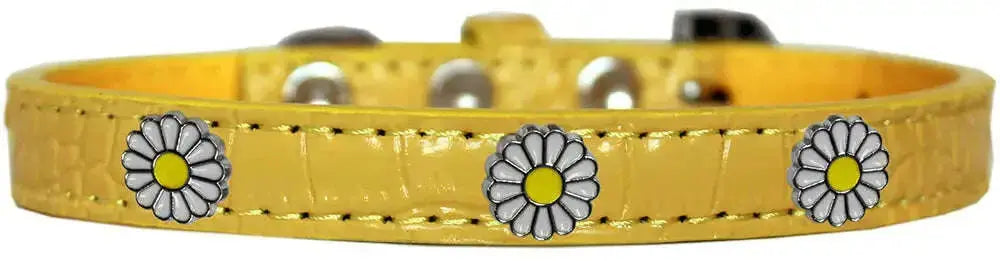 White-Daisy-Widget-Croc-Dog-Collar-Yellow-Size-12-GreatEagleInc-319999889