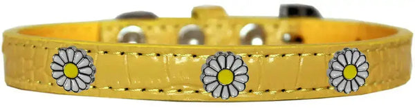 White-Daisy-Widget-Croc-Dog-Collar-Yellow-Size-18-GreatEagleInc-320000169