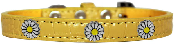 White Daisy Widget Croc Dog Collar Yellow Size 18 Default Title