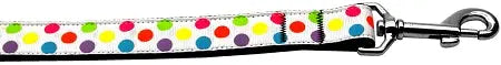 White Multi-dot Nylon Dog Leash 3/8 Inch Wide 4ft Long Default Title
