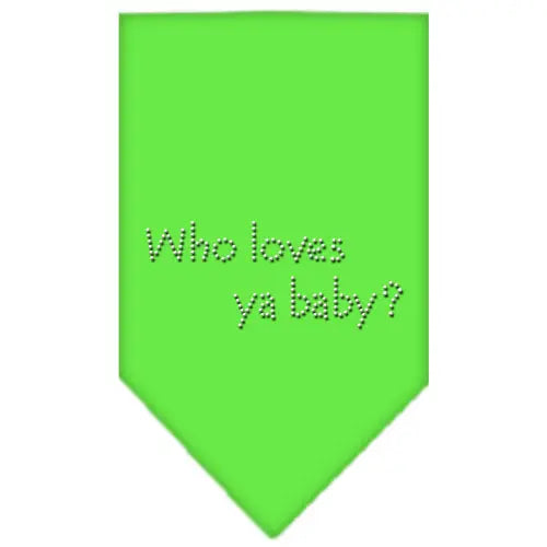 Who Loves Ya Baby Rhinestone Bandana Lime Green Large Default Title