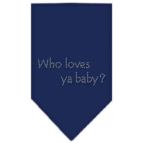 Who Loves Ya Baby Rhinestone Bandana Navy Blue Large Default Title