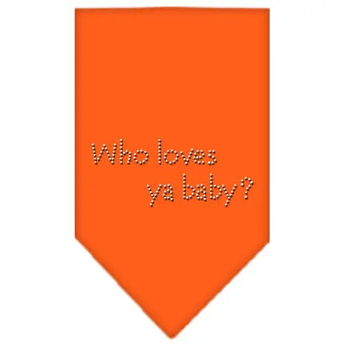 Who Loves Ya Baby Rhinestone Bandana Orange Large Default Title