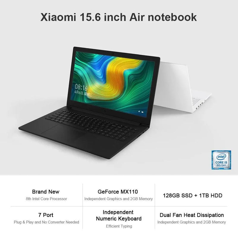 Xiaomi Mi Notebook Ruby 15.6'' Intel Core i5-8250U 4G DDR4 128GB SSD + 1TB HDD NVIDIA GeForce MX110 2G GDDR5 Air Laptop Grey (i5-8250U 4G 128GB Intel I5) - GreatEagleInc