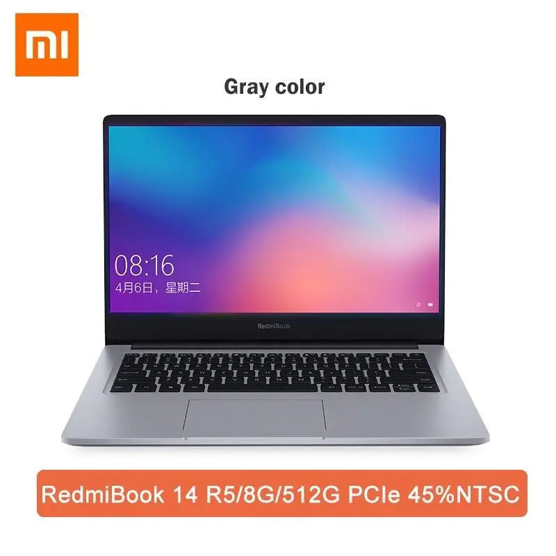 Xiaomi Mi Redmibook Laptop 14 inch AMD Ryzen 5-3500U 16GB / 8GB DDR4 256G / 512G SSD Windows 10 Notebook Computer For Study Work R5 8G 512G Gray