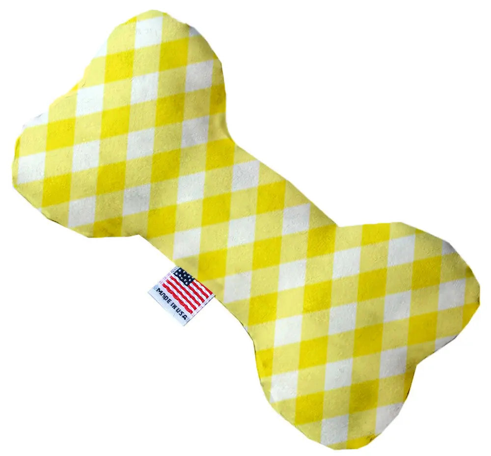 Yellow Plaid 8 Inch Bone Dog Toy Default Title
