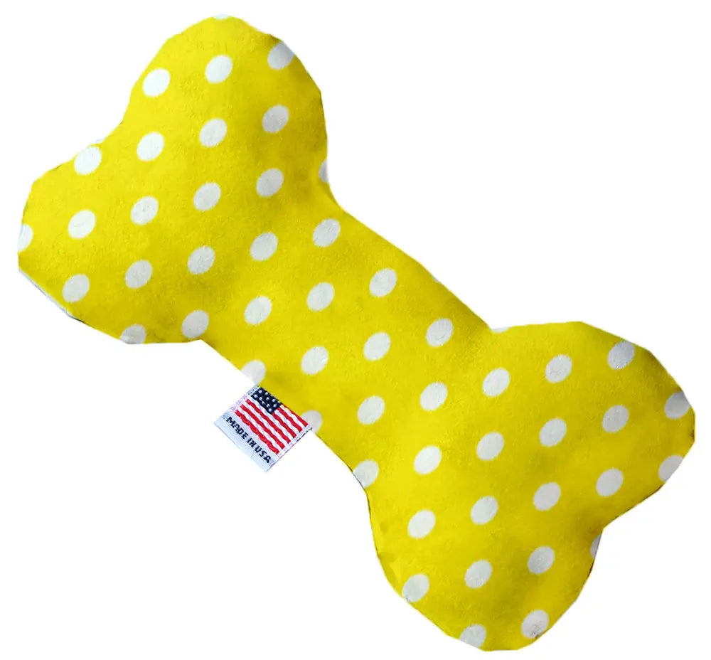 Yellow Polka Dots 8 Inch Bone Dog Toy Default Title