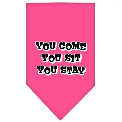 You-Come_-You-Sit_-You-Stay-Screen-Print-Bandana-Bright-Pink-Small-GreatEagleInc-318590577