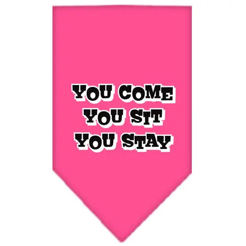 You Come, You Sit, You Stay Screen Print Bandana Bright Pink Small Default Title