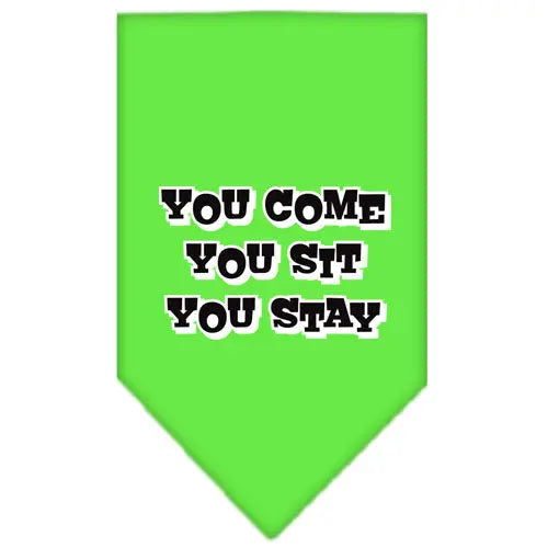 You Come, You Sit, You Stay Screen Print Bandana Lime Green Large Default Title