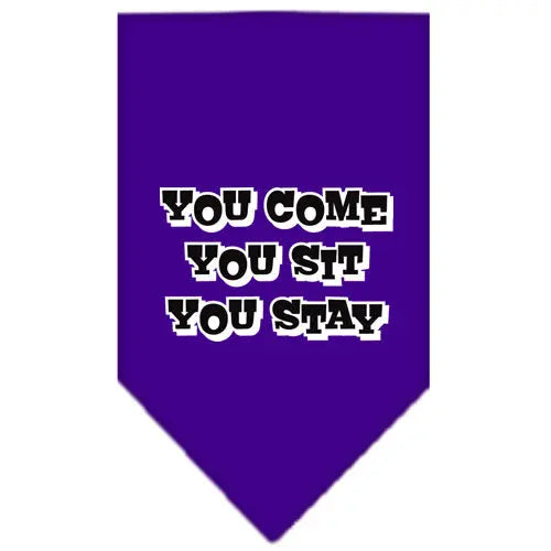 You Come, You Sit, You Stay Screen Print Bandana Purple Large Default Title