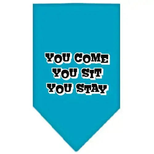 You-Come_-You-Sit_-You-Stay-Screen-Print-Bandana-Turquoise-Small-GreatEagleInc-318958096