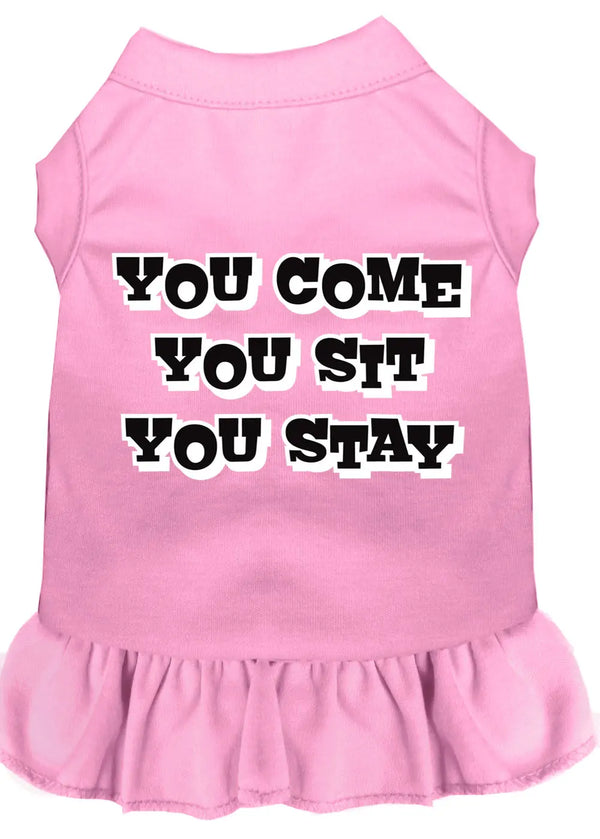 You Come, You Sit, You Stay Screen Print Dress Light Pink Sm Default Title