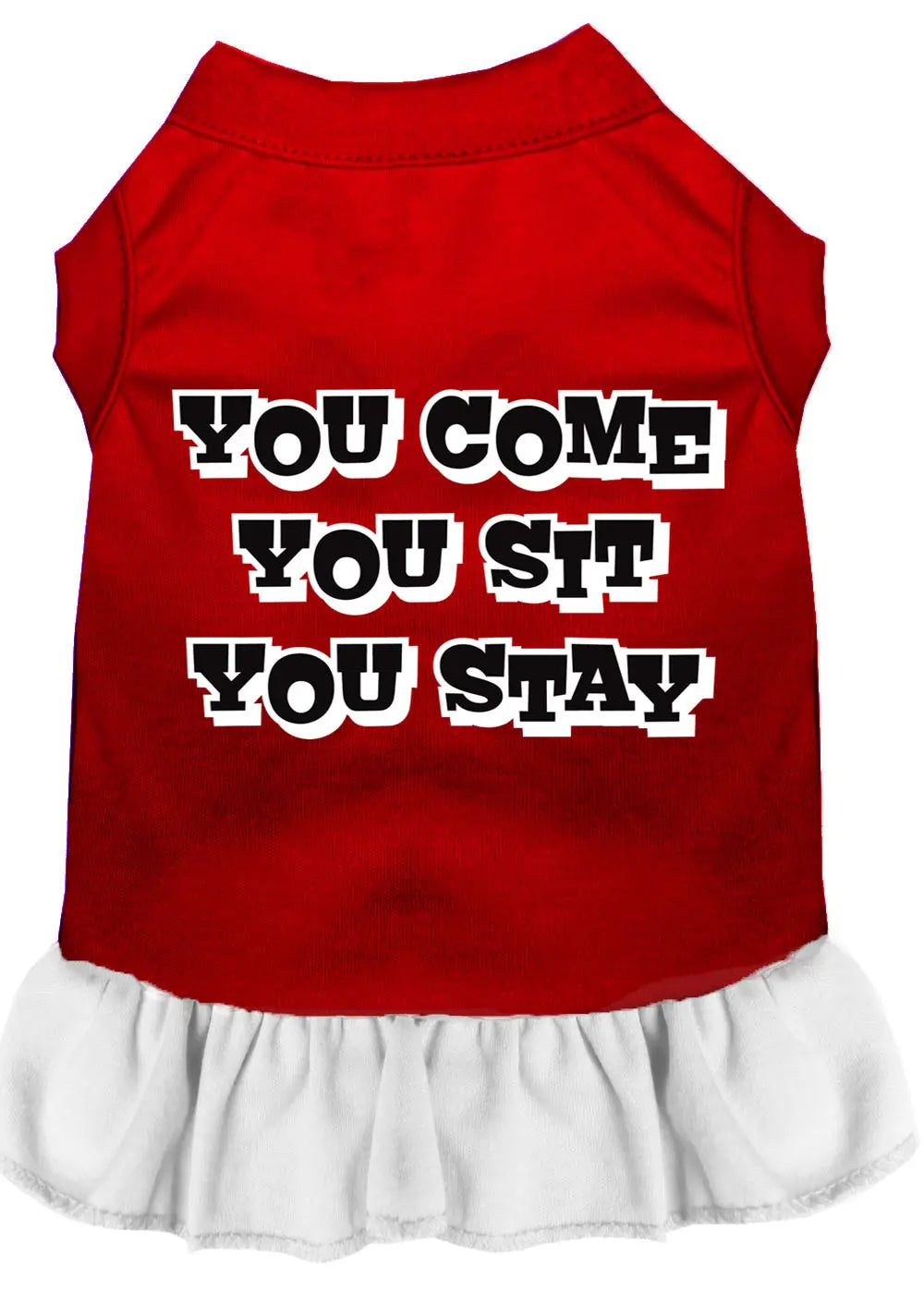 You Come, You Sit, You Stay Screen Print Dress Red With White Lg Default Title