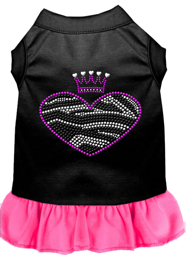 Zebra Heart Rhinestone Dress Black With Bright Pink Xxl Default Title