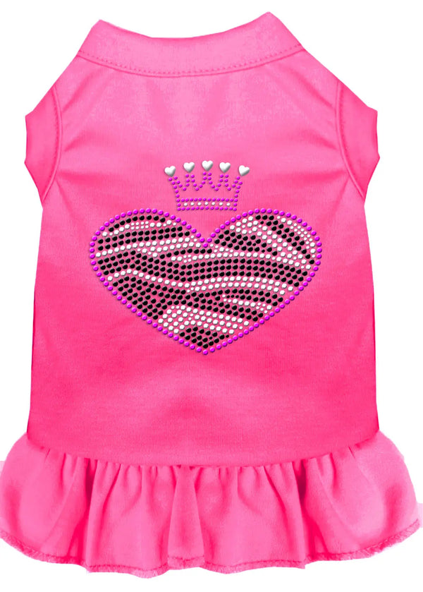 Zebra Heart Rhinestone Dress Bright Pink Sm Default Title