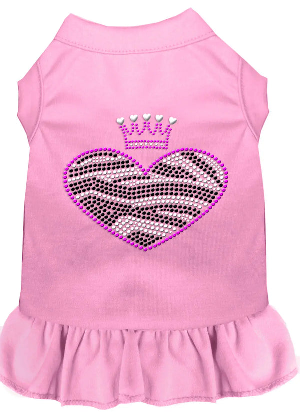 Zebra Heart Rhinestone Dress Light Pink Lg Default Title