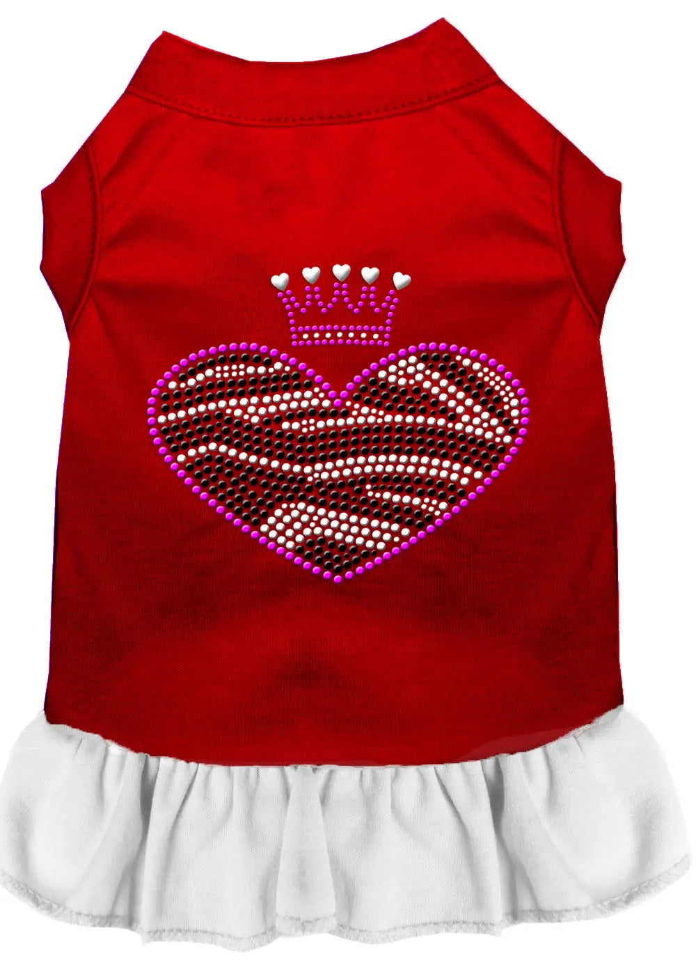Zebra Heart Rhinestone Dress Red With White Xs Default Title